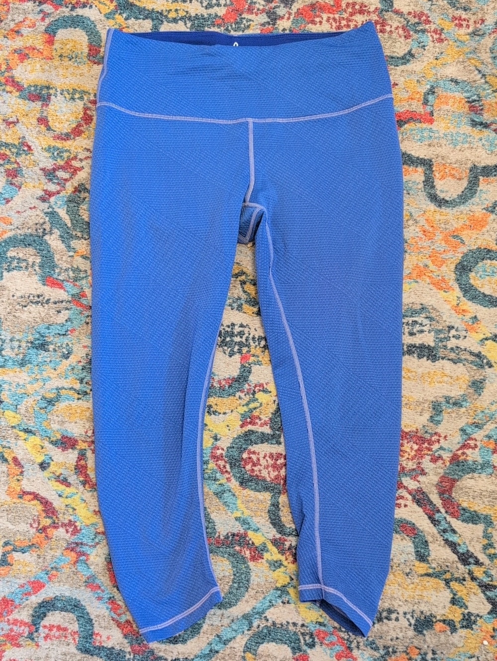 Prana Textured Blue Yoga Pants Medium EUC
